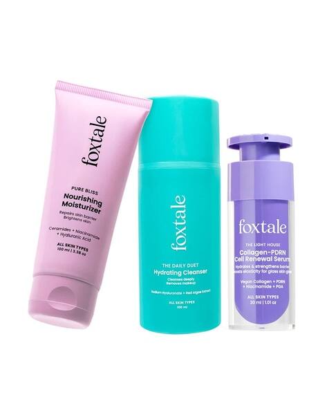 FOXTALE Set of 3 Hydrate & Repair Kit Hydrating Face Wash Collagen-PDRN Serum & Moisturizer Combo