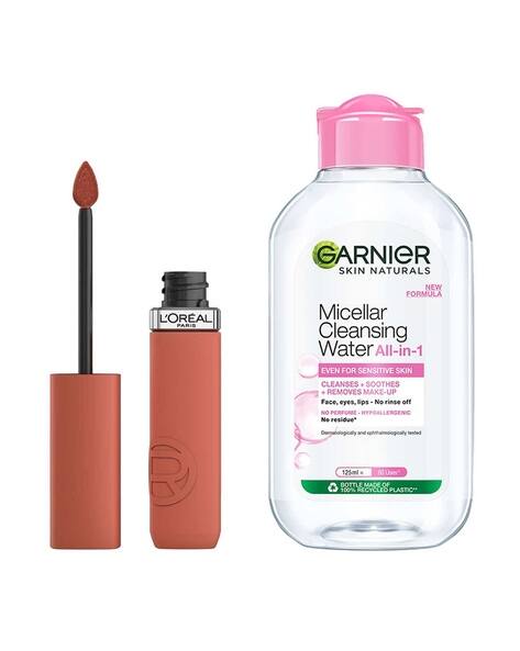 L'Oreal Paris Matte Resistance Liquid Lipstick SNOOZE YOUR ALARM 115 + Garnier Micellar Water Combo