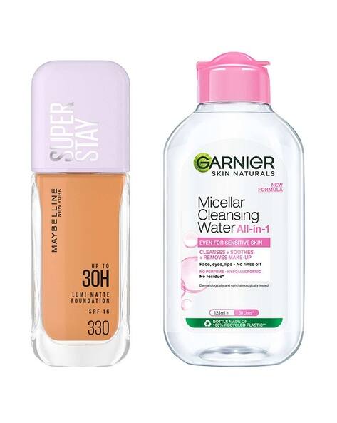 Maybelline New York Super Stay Lumi-Matte Liquid Foundation 330 + Garnier Micellar Water Combo