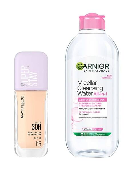 Maybelline New York Set of 2 Super Stay Lumi-Matte Liquid Foundation 115 + Garnier Micellar Water Combo