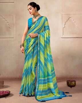ri-wah Women Striped Georgette Saree with Tassels-picture-4