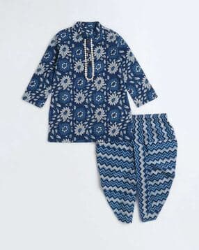 hopscotch Boys Floral Print 2-Piece Kurta Set-picture-42