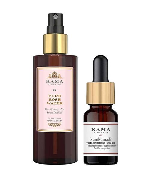 KAMA AYURVEDA Set of 2 Pure Rosewater and Kumkumadi Facial Oil Combo