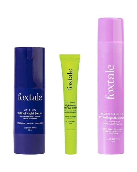 FOXTALE Youthful Glow Combo with Night Serum Eye Cream & Moisturizer for Ageless Glow