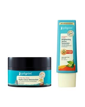set of 2 korean rice water hydra glow moisturizer & spf 50+ pa++++ sunscreen combo for brighter skin