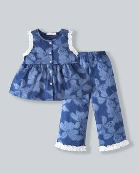 Girls Floral Print Pants & Top Set-image-13