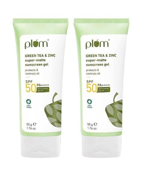 Plum Set of 2 Green Tea & Zinc Super-Matte Sunscreen Gel (50 gm) For oily combination skin Combo