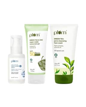 Set of 3 Green Tea Face Wash Serum Sunscreen Trio with SPF 50 PA+++ for Acne Prone Skin-image-38