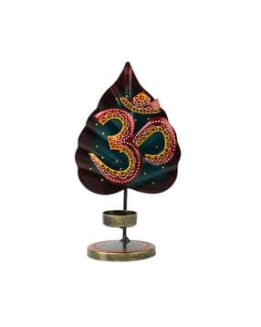 habere india Handcrafted Metal Om Symbol Leaf Decor Showpiece-picture-12