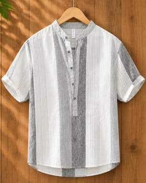 neonomad Men Striped Regular Fit Shirt with Short Sleeves-picture-20