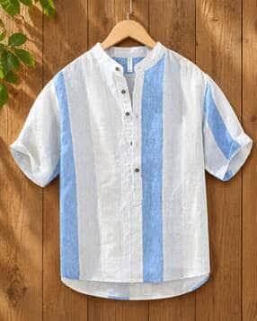 neonomad Men Striped Regular Fit Shirt with Short Sleeves-picture-23