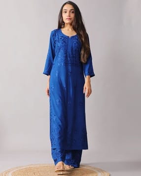 colorkosh Women Embroidered 2-Piece Straight Kurta Set-picture-23