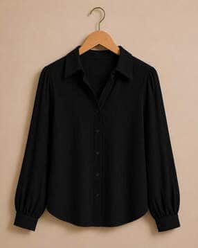 buda jeans co Women Relaxed Fit Shirt with Puff Sleeves-picture-29