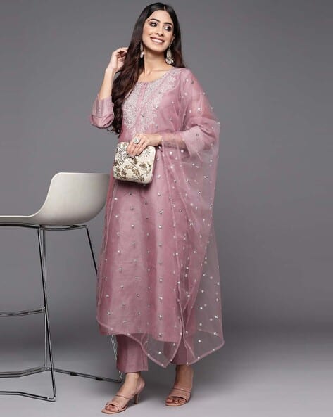 Nyrika Women Embellished 3-Piece Straight Kurta Set