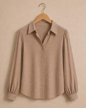 buda jeans co Women Relaxed Fit Shirt with Puff Sleeves-picture-27