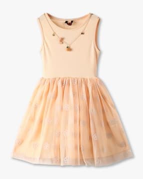 kg frendz Girls Ribbed Round-Neck Fit & Flare Dress-picture-35