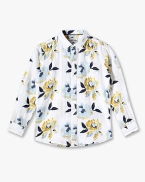 Boys Floral Print Slim Fit Shirt-image-9