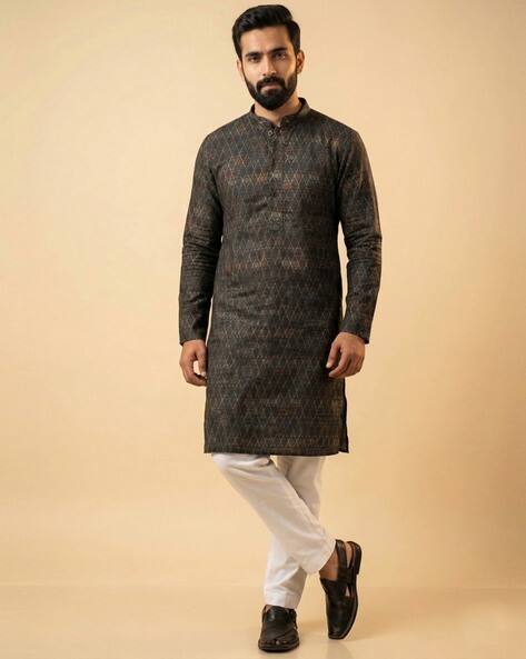 Men Geometric Print Regular Fit Kurta