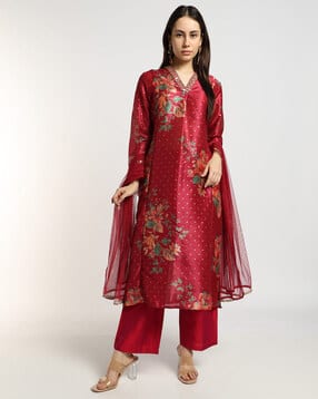 svrnaa by azorte Floral Printed A-Line Kurta Suit Set-picture-19