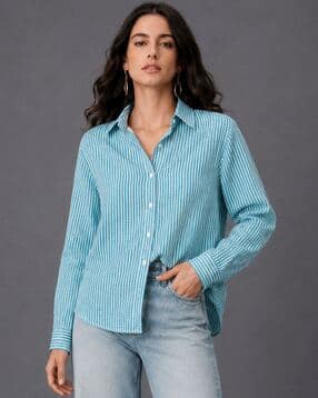buda jeans co Women Relaxed Fit Striped Shirt-picture-20