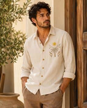 alpha tribe Men Embroidered Regular Fit Shirt-picture-15
