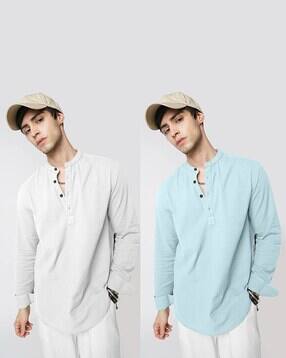 combraided x ag Men Pack of 2 Regular Fit Mandarin-Collar Short Kurta-picture-50