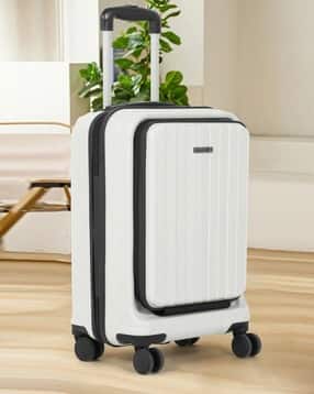 Unisex White Polypropylene Solid Hard Sided 360 Degree Spinner Wheels Trolley Bag For Travel - Cabin-image-2