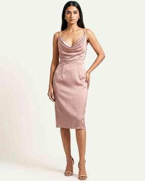 STYLIA Cowl-Neck Fit & Flare Dress