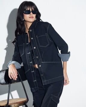 miss chase Oversized Stretch Denim Jacket-picture-46
