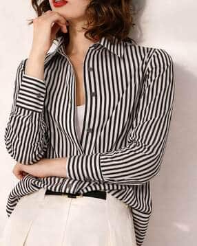 Women Regular Fit Striped Shirt-image-0