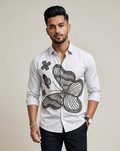 Samavart designs Men Butterfly Print Regular Fit Shirt