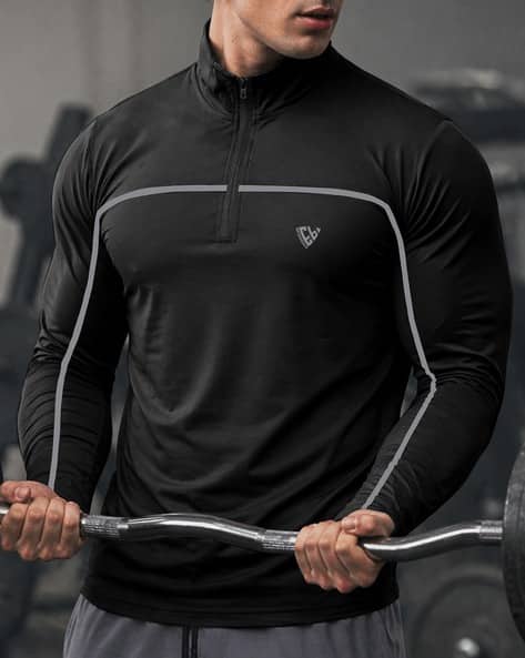 EYEBOGLER Men Athletic Fit High-Neck T-Shirt