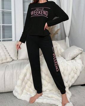 fyre rose Women Typographic T-Shirt & Pyjamas Set-picture-20
