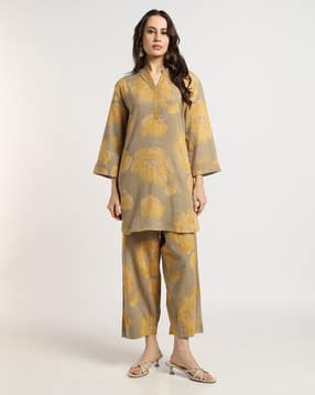svrnaa by azorte Floral Print Kurta & Pants Set-picture-34