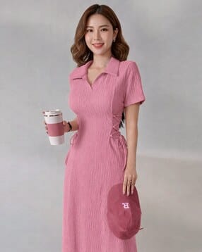 xqsee Women Shirt-Collar A-Line Maxi Dress-picture-34