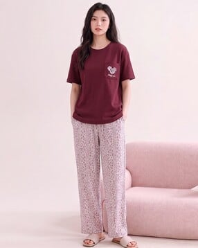 Women Printed Top & Pyjamas Nightwear Set-image-41