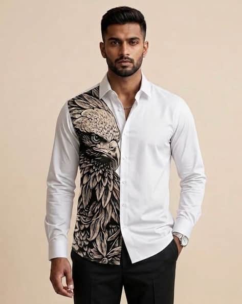 Samavart designs Men Eagle Print Regular Fit Shirt