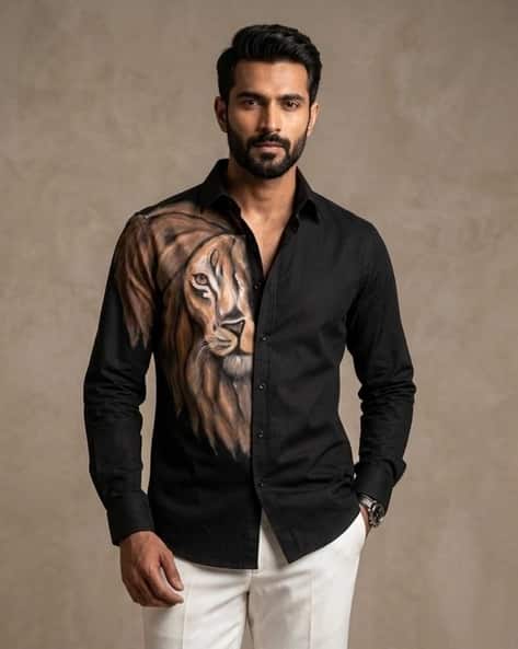 Samavart designs Men Lion Print Regular Fit Shirt