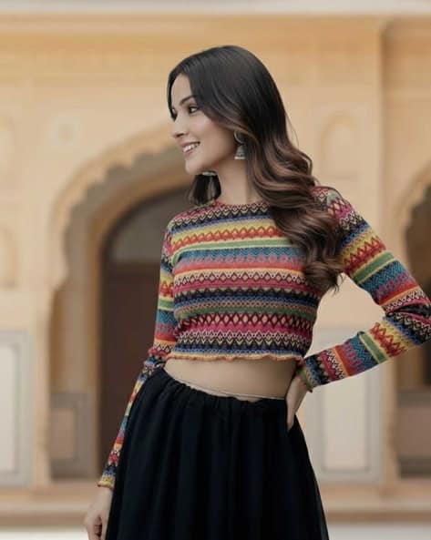 LEIA Women Geometric Print Crop Top