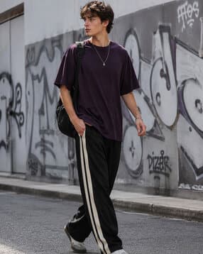 neonomad Men Striped Mid-Rise Straight Track Pants-picture-27