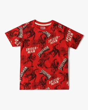 yousta Boys Spiderman Print Regular Fit Round-Neck T-Shirt-picture-16
