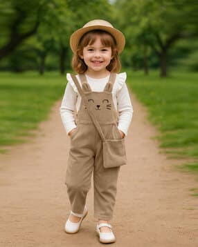 ramiaaz Girls Ribbed Dungaree with T-Shirt-picture-32