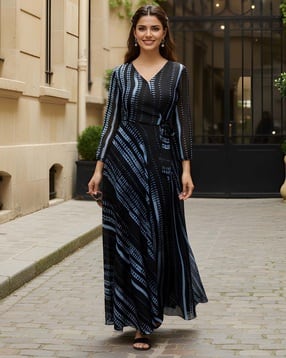 nyrika Women Tie & Dye V-Neck Gown Dress-picture-50