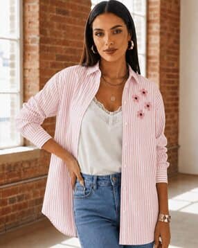 fyre rose Women Striped Spread-Collar Shirt-picture-34