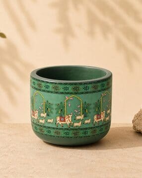 habere india Pichwai Artwork Terracotta Round Planter-picture-37