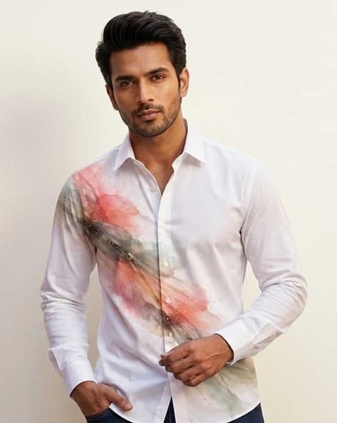 Samavart designs Men Printed Regular Fit Shirt with Spread Collar