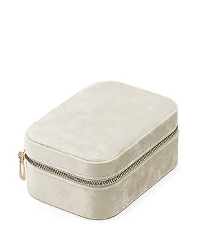 Women Velvet Jewellery Organiser with Zip Closure-image-5