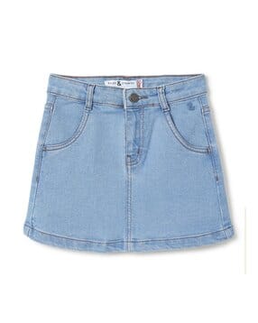 tales & stories Girls A-Line Denim Skirt with Insert Pockets-picture-13