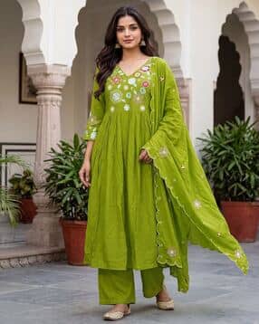 nyrika Women Embroidered A-Line Kurta Set-picture-6