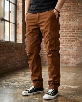 alpha tribe Men Relaxed Fit Mid-Rise Cargo Pants-picture-40